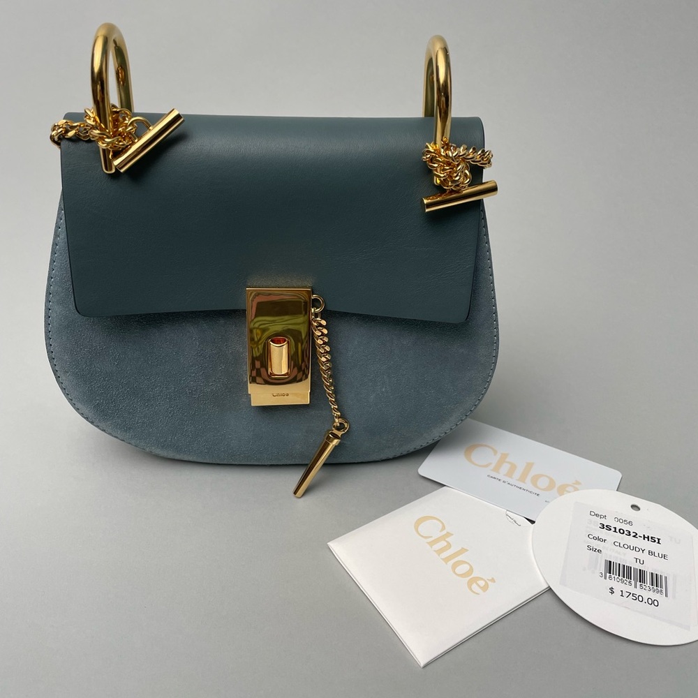 Chloé Drew leather crossbody bag- Cloudy Blue - Picture 4 of 10